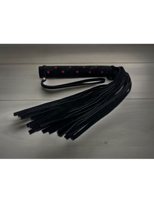 Черная замшевая плеть с красными точками на рукояти Red dot Princess - 43 см. - БДСМ Арсенал - купить с доставкой в Электростали