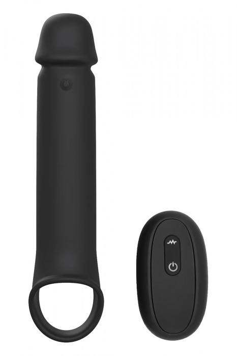 Черная насадка-удлинитель с вибрацией Vibrating Extender With Remote - Dream Toys - в Электростали купить с доставкой