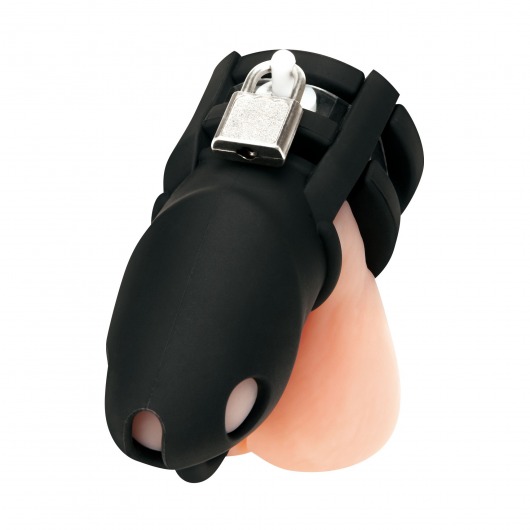 Черная клетка для пениса Silicone Small 2 in Cock Cage With Ball Divider - BlueLine - купить с доставкой в Электростали