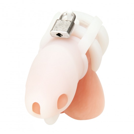 Белая клетка для пениса Silicone Small 2 in Cock Cage With Ball Divider - BlueLine - купить с доставкой в Электростали