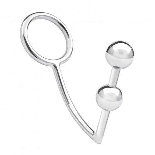 Кольцо на пенис с анальным стимулятором Two Bead Stainless Steel Anal Hook   Cock Ring - BlueLine - в Электростали купить с доставкой