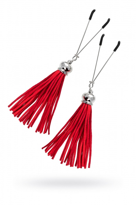 Зажимы на соски «Вилки» с красными кисточками из замши - Pecado - купить с доставкой в Электростали