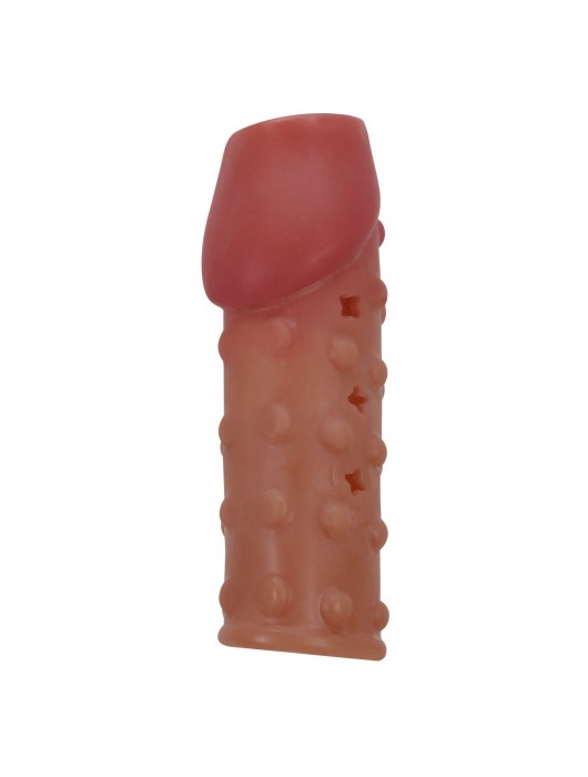 Телесная открытая насадка на пенис с бугорками - 19,8 см. - Baile - в Электростали купить с доставкой