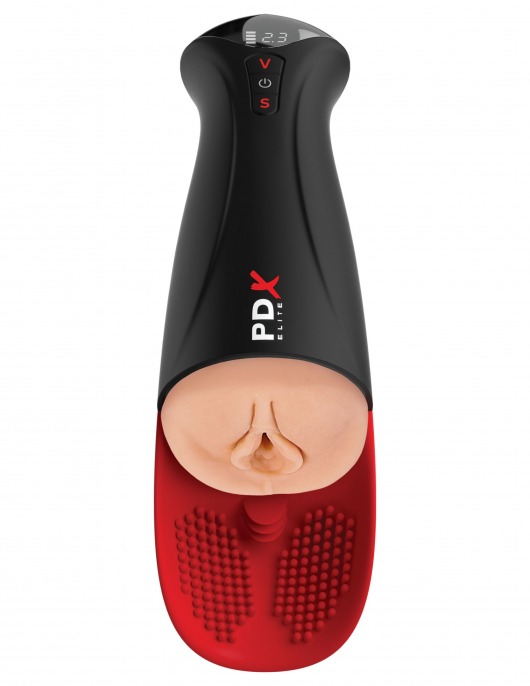 Телесный мастурбатор-вагина в черной колбе с вибрацией Fuck-O-Matic Pro XL - Pipedream - в Электростали купить с доставкой
