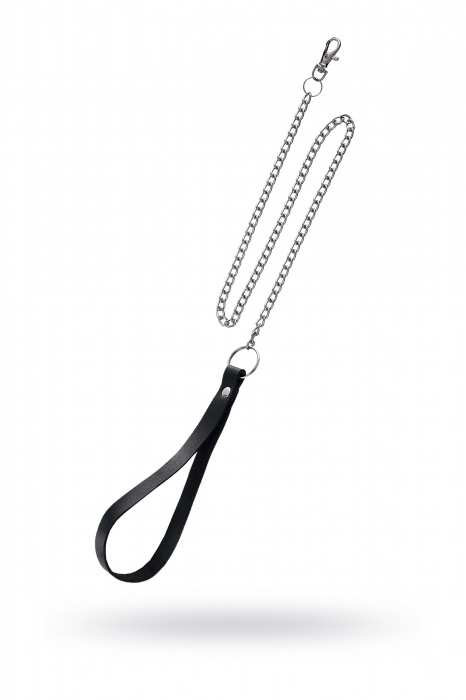 Поводок с ручкой из черной натуральной кожи и карабином для ошейника - Pecado - купить с доставкой в Электростали