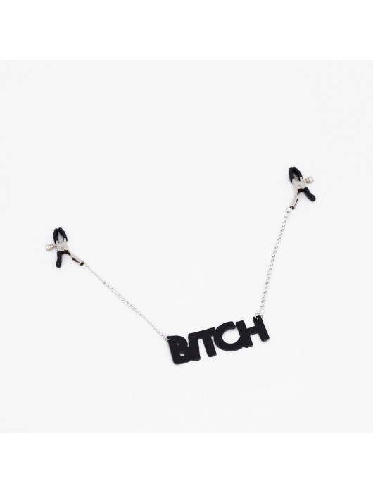 Зажимы на соски с кожаной подвеской Bitch - Crazy Handmade - купить с доставкой в Электростали