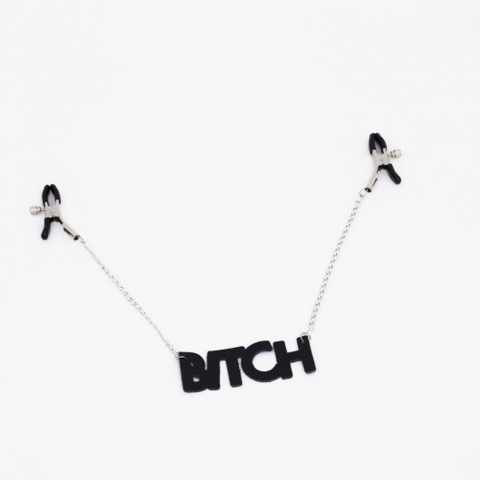 Зажимы на соски с кожаной подвеской Bitch - Crazy Handmade - купить с доставкой в Электростали