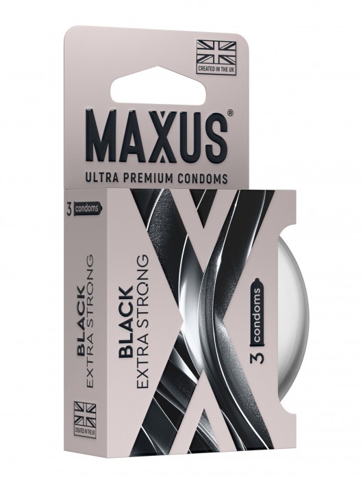 Черные утолщенные презервативы MAXUS Extra Strong с железным кейсом - 3 шт. - Maxus - купить с доставкой в Электростали