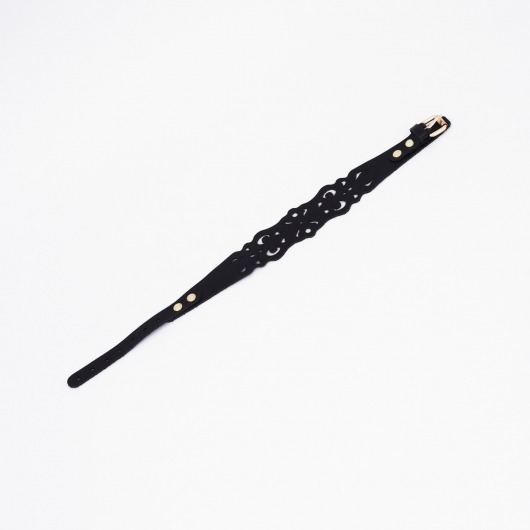 Черный ажурный чокер с золотистой фурнитурой - Crazy Handmade - купить с доставкой в Электростали