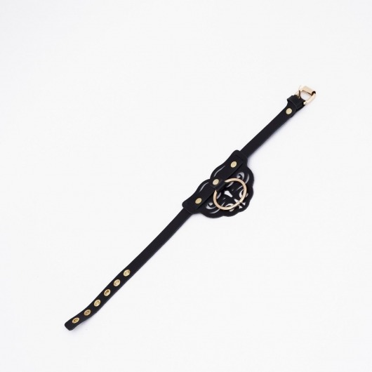 Черный чокер с клепками и золотистой фурнитурой - Crazy Handmade - купить с доставкой в Электростали