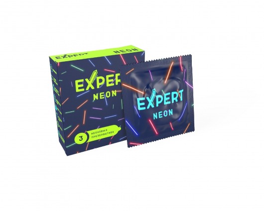 Светящиеся в темноте презервативы Expert Neon - 3 шт. - Expert - купить с доставкой в Электростали
