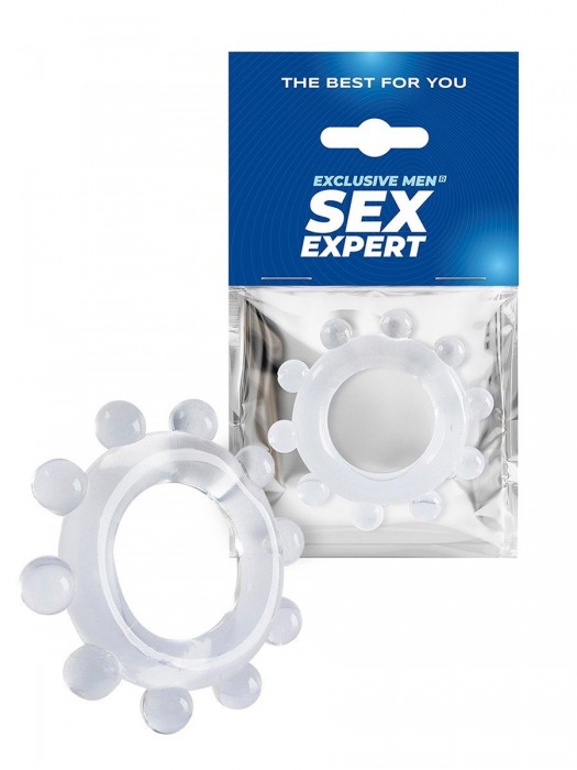 Прозрачное эрекционное кольцо со стимулирующими шариками - Sex Expert - в Электростали купить с доставкой