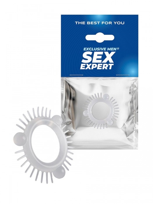 Эластичное эрекционное кольцо с 3 шариками и шипами - Sex Expert - в Электростали купить с доставкой