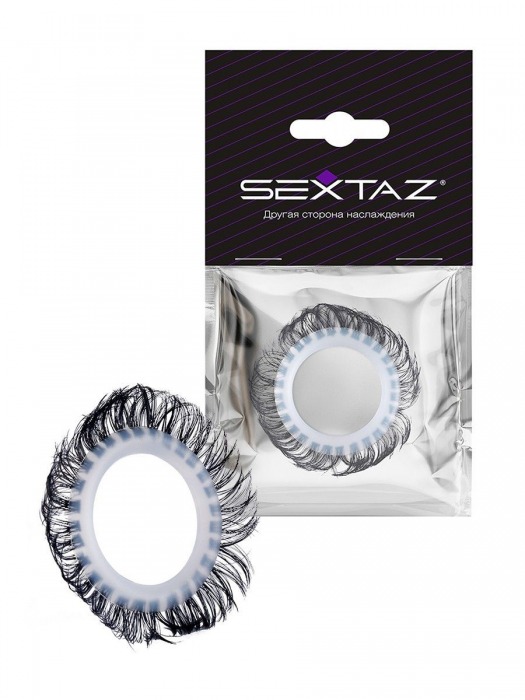 Эластичное эрекционное колечко с черными «ресничками» - Sextaz - в Электростали купить с доставкой