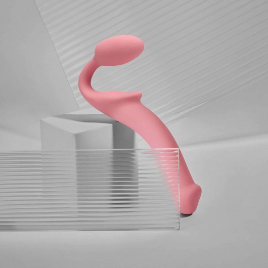 Розовый безремневой страпон Strap-on-me Semi-Realistic Bendable Strap-On size L - Strap-on-me - купить с доставкой в Электростали