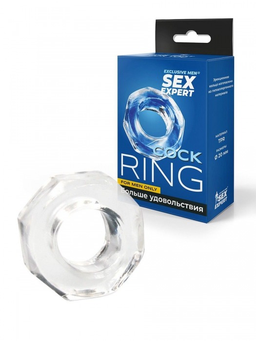 Прозрачное эрекционное кольцо в форме гайки - Sex Expert - в Электростали купить с доставкой