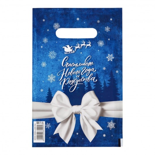 Сине-белый подарочный новогодний пакет с вырубной ручкой (20х30 см) - Сима-Ленд - купить с доставкой в Электростали