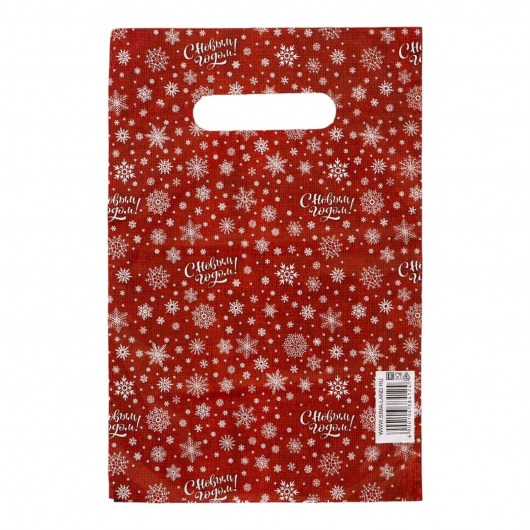 Красный подарочный новогодний пакет с вырубной ручкой (20х30 см) - Сима-Ленд - купить с доставкой в Электростали