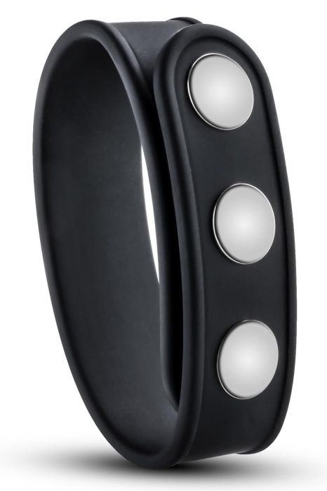 Черное эрекционное кольцо на кнопках - Blush Novelties - в Электростали купить с доставкой