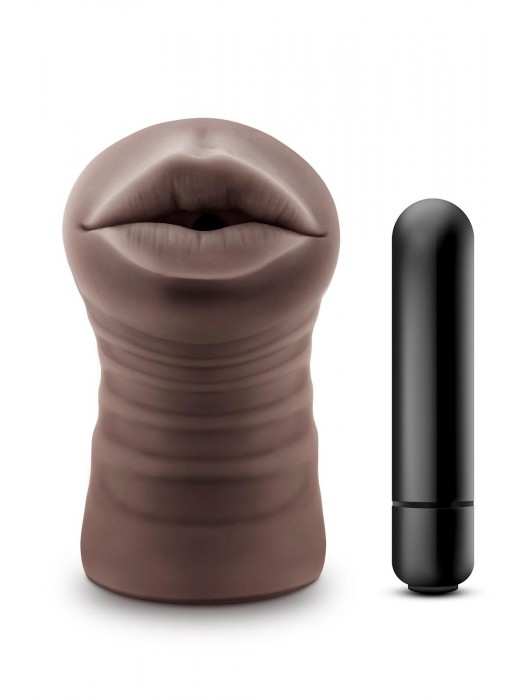 Коричневый мастурбатор-ротик Krystal Vibrating Masturbator - Blush Novelties - в Электростали купить с доставкой