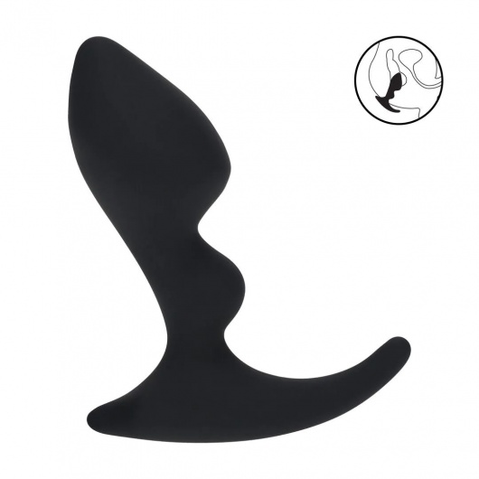 Черная анальная пробка для массажа простаты Double Ripple Silicone Prostate Massager - Shots Media BV - в Электростали купить с доставкой