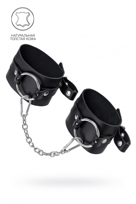 Черные оковы из толстой кожи с люверсами - Pecado - купить с доставкой в Электростали