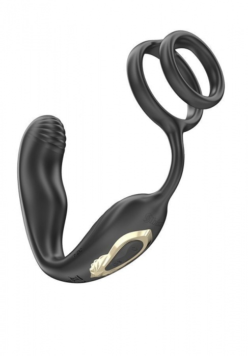 Черная анальная пробка с вращением и эрекционными кольцами - Ibiza - в Электростали купить с доставкой