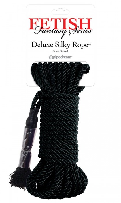 Черная веревка для фиксации Deluxe Silky Rope - 9,75 м. - Pipedream - купить с доставкой в Электростали