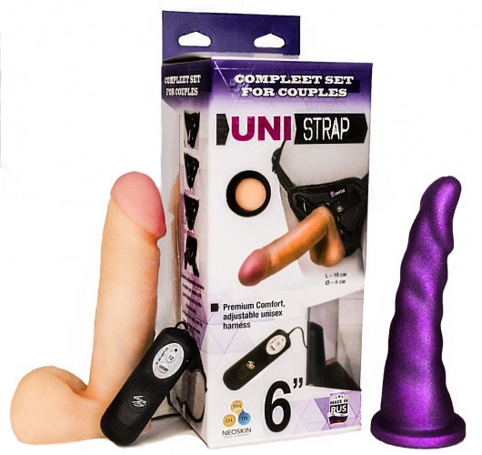 Вибрострапон с двумя насадками UniStrap - 18 и 18 см. - LOVETOY (А-Полимер) - купить с доставкой в Электростали