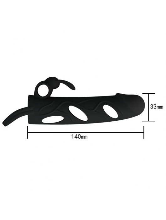 Чёрная насадка с клиторальным вибростимулятором и закрытой головкой - 14 см. - Baile - в Электростали купить с доставкой