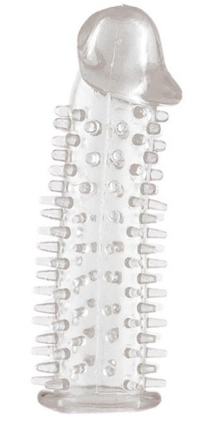 Прозрачная насадка на половой член с закрытой головкой и шипами - 12,5 см. - Toyfa Basic - в Электростали купить с доставкой