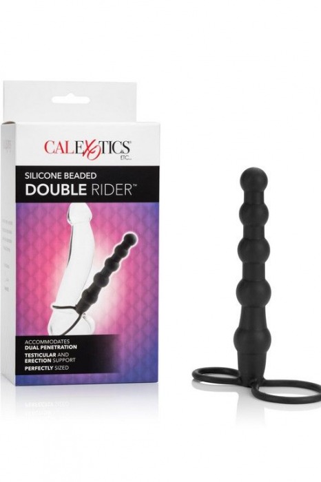 Насадка на пенис для двойного проникновения Silicone Beaded Double Rider - 14 см. - California Exotic Novelties - в Электростали купить с доставкой