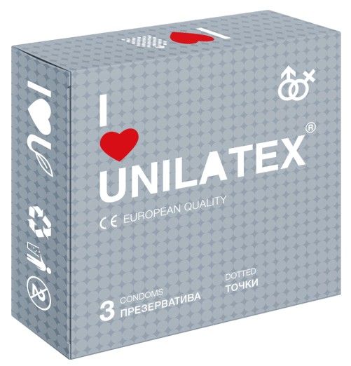 Презервативы с точками Unilatex Dotted - 3 шт. - Unilatex - купить с доставкой в Электростали