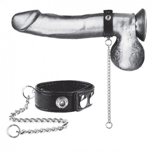 Утяжка на пенис с поводком Snap Cock Ring With 12  Leash - BlueLine - купить с доставкой в Электростали