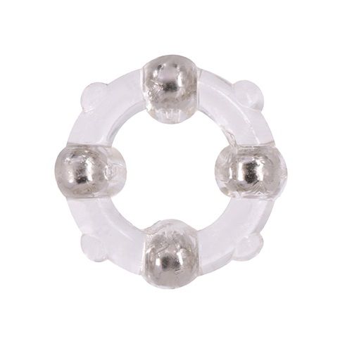 Эрекционное кольцо с 4 бусинами MENZSTUFF STUD RING CLEAR - Dream Toys - в Электростали купить с доставкой