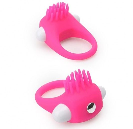 Розовое эрекционное кольцо с щеточкой LIT-UP SILICONE STIMU RING 5 - Dream Toys - в Электростали купить с доставкой