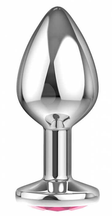 Большая серебристая анальная пробка Diamond Pink Sparkle Large с розовым кристаллом - 8 см. - Lola Games - купить с доставкой в Электростали