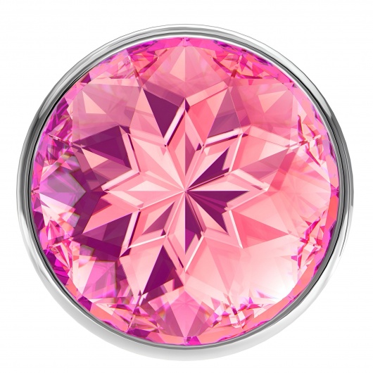 Большая серебристая анальная пробка Diamond Pink Sparkle Large с розовым кристаллом - 8 см. - Lola Games - купить с доставкой в Электростали