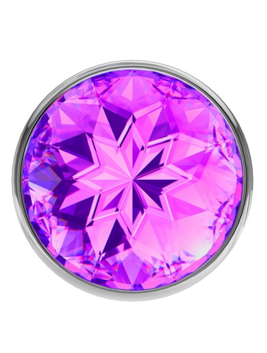 Малая серебристая анальная пробка Diamond Purple Sparkle Small с фиолетовым кристаллом - 7 см. - Lola Games - купить с доставкой в Электростали