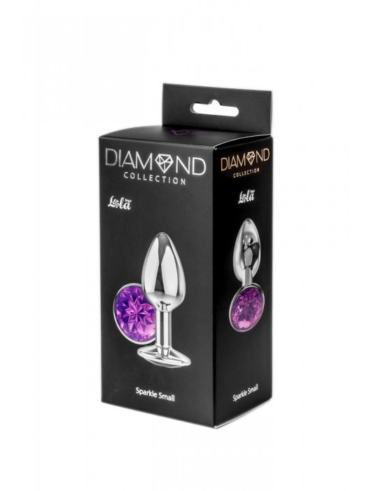 Малая серебристая анальная пробка Diamond Purple Sparkle Small с фиолетовым кристаллом - 7 см. - Lola Games - купить с доставкой в Электростали