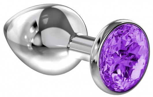 Малая серебристая анальная пробка Diamond Purple Sparkle Small с фиолетовым кристаллом - 7 см. - Lola Games - купить с доставкой в Электростали