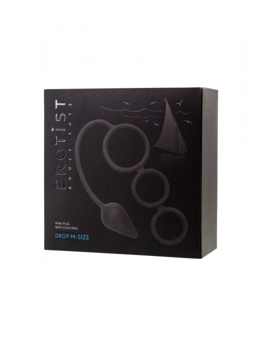 Тройное эрекционное кольцо с анальным хвостом Drop M-size - Erotist Adult Toys - в Электростали купить с доставкой