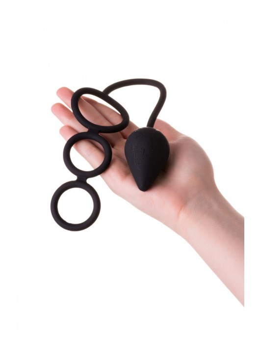 Тройное эрекционное кольцо с анальным хвостом Drop M-size - Erotist Adult Toys - в Электростали купить с доставкой