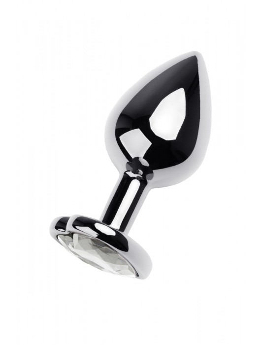 Серебристая анальная пробка с прозрачным кристаллом-сердцем - 8 см. - ToyFa - купить с доставкой в Электростали