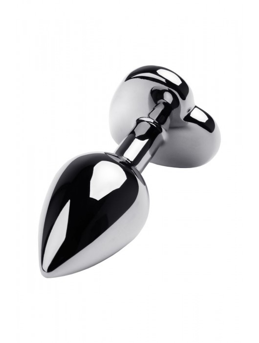 Серебристая анальная пробка с прозрачным кристаллом-сердцем - 8 см. - ToyFa - купить с доставкой в Электростали