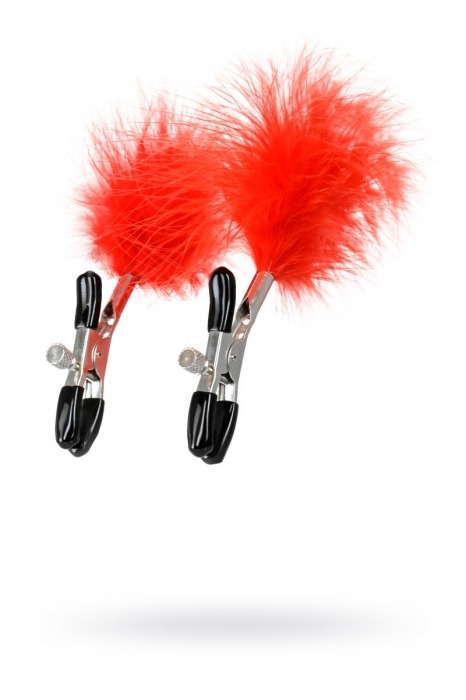 Зажимы для сосков с красным пухом Theatre - ToyFa - купить с доставкой в Электростали