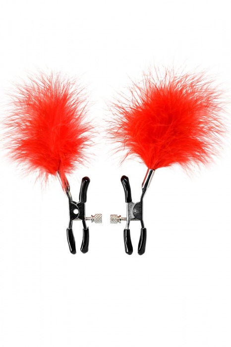Зажимы для сосков с красным пухом Theatre - ToyFa - купить с доставкой в Электростали