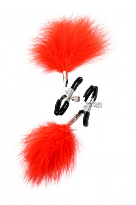 Зажимы для сосков с красным пухом Theatre - ToyFa - купить с доставкой в Электростали