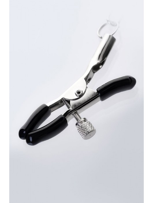 Серебристо-чёрные зажимы для сосков с кольцом для пениса TOYFA Metal - ToyFa - купить с доставкой в Электростали